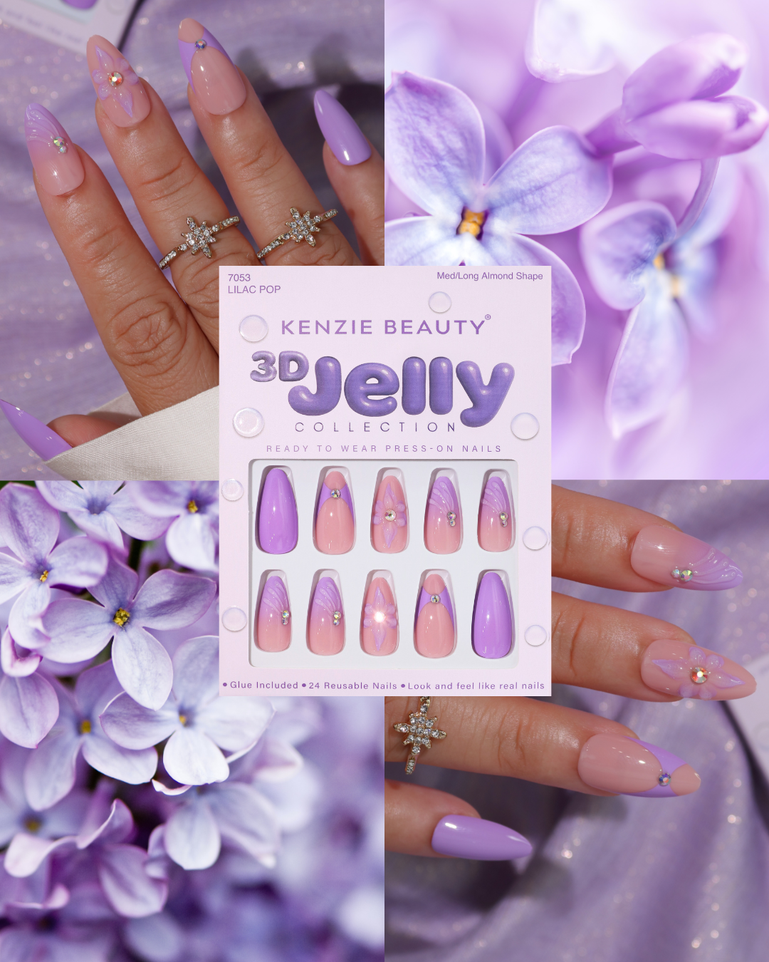 #0N NEW 3D JELLY PRESS-ON NAILS