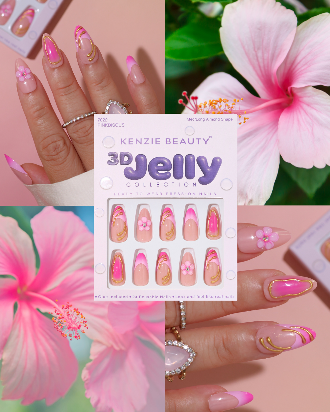 #0N NEW 3D JELLY PRESS-ON NAILS